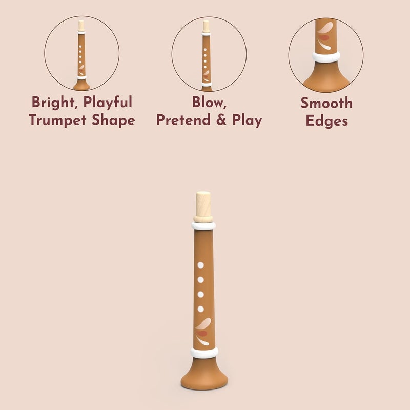 SPEEDY MONKEY Store Kids Wooden Trumpet for Kids | FSC Certified Piccolo Flute Musical Toy for Toddlers, Bugle Speaker Trumpet for Girls, Boys | Pretend Play Percussion Instruments (Color May Vary) - Image 4